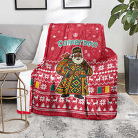 Cameroon Christmas Blanket with Red Snowflake Pattern Traditional Santa and Map Motif - Wonder Print Shop