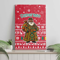 Cameroon Christmas Canvas Wall Art with Red Snowflake Pattern Traditional Santa and Map Motif - Wonder Print Shop