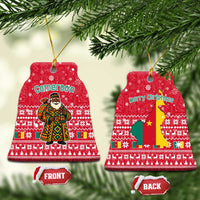 Cameroon Christmas Ceramic Ornament with Red Snowflake Pattern Traditional Santa and Map Motif - Wonder Print Shop