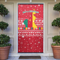 Cameroon Christmas Door Cover with Red Snowflake Pattern Traditional Santa and Map Motif - Wonder Print Shop