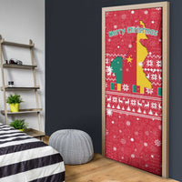 Cameroon Christmas Door Cover with Red Snowflake Pattern Traditional Santa and Map Motif - Wonder Print Shop