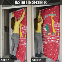 Cameroon Christmas Door Cover with Red Snowflake Pattern Traditional Santa and Map Motif - Wonder Print Shop
