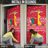 Cameroon Christmas Door Cover with Red Snowflake Pattern Traditional Santa and Map Motif - Wonder Print Shop