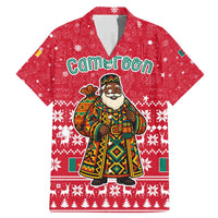 Cameroon Christmas Family Matching Mermaid Dress and Hawaiian Shirt with Red Snowflake Pattern Traditional Santa and Map Motif - Wonder Print Shop