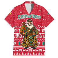 Cameroon Christmas Family Matching Tank Maxi Dress and Hawaiian Shirt with Red Snowflake Pattern Traditional Santa and Map Motif - Wonder Print Shop