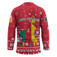 Cameroon Christmas Hockey Jersey with Red Snowflake Pattern Traditional Santa and Map Motif - Wonder Print Shop