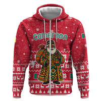 Cameroon Christmas Hoodie with Red Snowflake Pattern Traditional Santa and Map Motif - Wonder Print Shop
