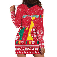 Cameroon Christmas Hoodie Dress with Red Snowflake Pattern Traditional Santa and Map Motif - Wonder Print Shop