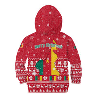 Cameroon Christmas Kid Hoodie with Red Snowflake Pattern Traditional Santa and Map Motif - Wonder Print Shop
