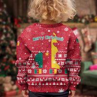 Cameroon Christmas Kid Ugly Christmas Sweater with Red Snowflake Pattern Traditional Santa and Map Motif - Wonder Print Shop