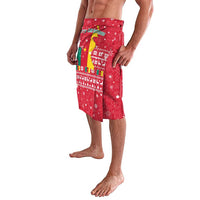 Cameroon Christmas Lavalava with Red Snowflake Pattern Traditional Santa and Map Motif - Wonder Print Shop
