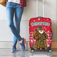 Cameroon Christmas Luggage Cover with Red Snowflake Pattern Traditional Santa and Map Motif - Wonder Print Shop
