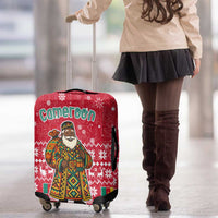Cameroon Christmas Luggage Cover with Red Snowflake Pattern Traditional Santa and Map Motif - Wonder Print Shop