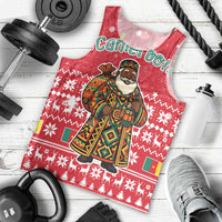 Cameroon Christmas Men Tank Top with Red Snowflake Pattern Traditional Santa and Map Motif - Wonder Print Shop