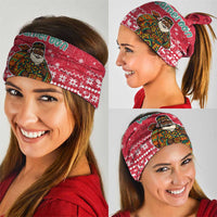 Cameroon Christmas Neck Gaiter with Red Snowflake Pattern Traditional Santa and Map Motif - Wonder Print Shop