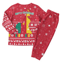 Cameroon Christmas Pajama Set with Red Snowflake Pattern Traditional Santa and Map Motif - Wonder Print Shop