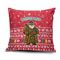 Cameroon Christmas Pillow Cover with Red Snowflake Pattern Traditional Santa and Map Motif - Wonder Print Shop
