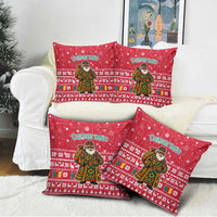 Cameroon Christmas Pillow Cover with Red Snowflake Pattern Traditional Santa and Map Motif - Wonder Print Shop