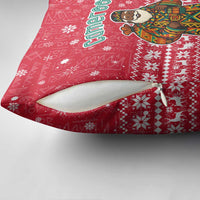 Cameroon Christmas Pillow Cover with Red Snowflake Pattern Traditional Santa and Map Motif - Wonder Print Shop