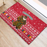 Cameroon Christmas Rubber Doormat with Red Snowflake Pattern Traditional Santa and Map Motif - Wonder Print Shop