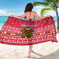 Cameroon Christmas Sarong with Red Snowflake Pattern Traditional Santa and Map Motif - Wonder Print Shop