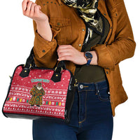 Cameroon Christmas Shoulder Handbag with Red Snowflake Pattern Traditional Santa and Map Motif - Wonder Print Shop