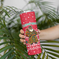 Cameroon Christmas Skinny Tumbler with Red Snowflake Pattern Traditional Santa and Map Motif - Wonder Print Shop