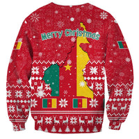 Cameroon Christmas Sweatshirt with Red Snowflake Pattern Traditional Santa and Map Motif - Wonder Print Shop
