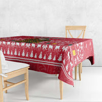 Cameroon Christmas Tablecloth with Red Snowflake Pattern Traditional Santa and Map Motif - Wonder Print Shop