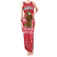 Cameroon Christmas Tank Maxi Dress with Red Snowflake Pattern Traditional Santa and Map Motif - Wonder Print Shop