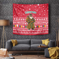 Cameroon Christmas Tapestry with Red Snowflake Pattern Traditional Santa and Map Motif - Wonder Print Shop