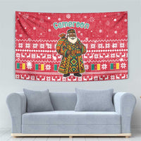 Cameroon Christmas Tapestry with Red Snowflake Pattern Traditional Santa and Map Motif - Wonder Print Shop