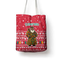 Cameroon Christmas Tote Bag with Red Snowflake Pattern Traditional Santa and Map Motif - Wonder Print Shop
