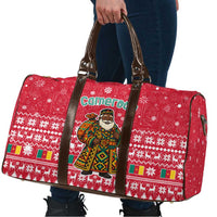Cameroon Christmas Travel Bag with Red Snowflake Pattern Traditional Santa and Map Motif - Wonder Print Shop