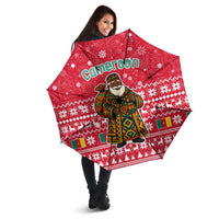 Cameroon Christmas Umbrella with Red Snowflake Pattern Traditional Santa and Map Motif - Wonder Print Shop