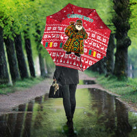 Cameroon Christmas Umbrella with Red Snowflake Pattern Traditional Santa and Map Motif - Wonder Print Shop