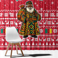 Cameroon Christmas Window Curtain with Red Snowflake Pattern Traditional Santa and Map Motif - Wonder Print Shop