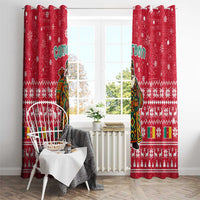 Cameroon Christmas Window Curtain with Red Snowflake Pattern Traditional Santa and Map Motif - Wonder Print Shop