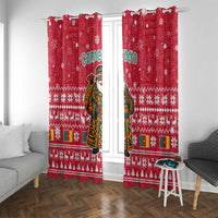 Cameroon Christmas Window Curtain with Red Snowflake Pattern Traditional Santa and Map Motif - Wonder Print Shop