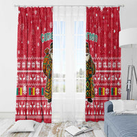 Cameroon Christmas Window Curtain with Red Snowflake Pattern Traditional Santa and Map Motif - Wonder Print Shop