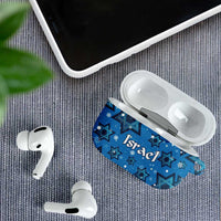 Israel Christmas AirPods Case with Blue Star of David Pattern and Menorah Motif - Wonder Print Shop