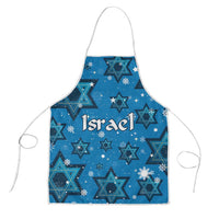 Israel Christmas Apron with Blue Star of David Pattern and Menorah Motif - Wonder Print Shop