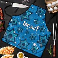 Israel Christmas Apron with Blue Star of David Pattern and Menorah Motif - Wonder Print Shop