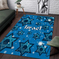 Israel Christmas Area Rug with Blue Star of David Pattern and Menorah Motif - Wonder Print Shop
