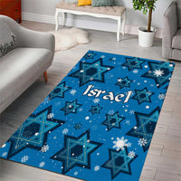 Israel Christmas Area Rug with Blue Star of David Pattern and Menorah Motif - Wonder Print Shop