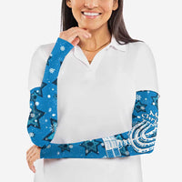 Israel Christmas Arm Sleeves with Blue Star of David Pattern and Menorah Motif - Wonder Print Shop