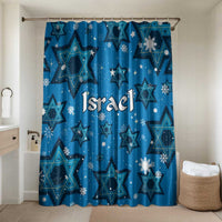 Israel Christmas Bathroom Set with Blue Star of David Pattern and Menorah Motif - Wonder Print Shop