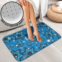 Israel Christmas Bathroom Set with Blue Star of David Pattern and Menorah Motif - Wonder Print Shop