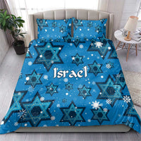 Israel Christmas Bedding Set with Blue Star of David Pattern and Menorah Motif - Wonder Print Shop