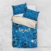 Israel Christmas Bedding Set with Blue Star of David Pattern and Menorah Motif - Wonder Print Shop